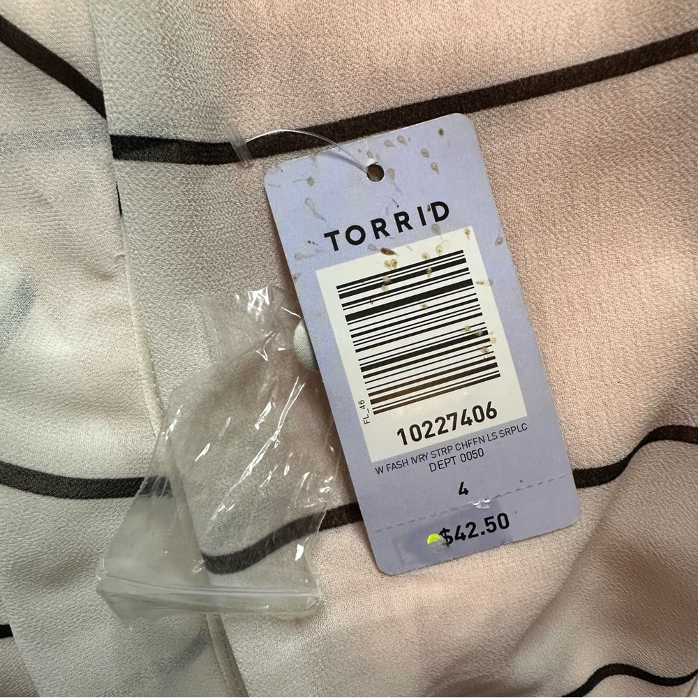 *TORRID* Harper Floral Taupe Challis Button-Front 3/4 Sleeve Blouse - Picture 9 of 10